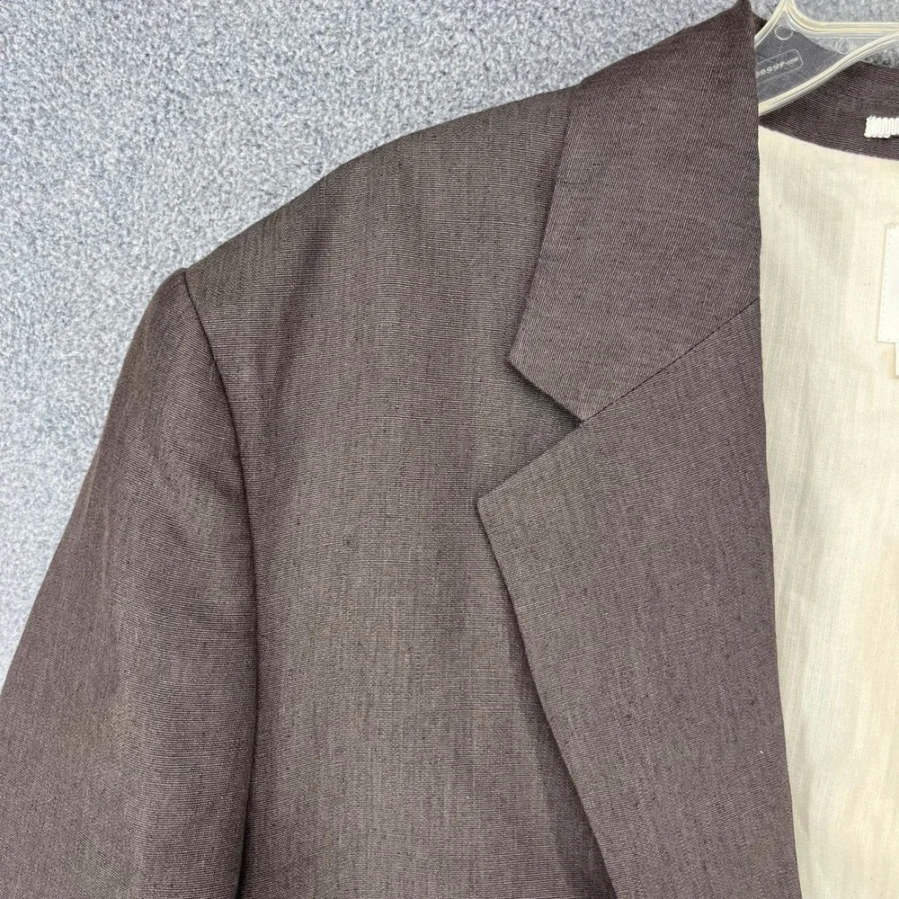 Zara Blazer Mens 42 Brown Linen Blend SS25 Two Button Notch Lapel Sport Coat